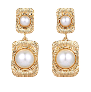 Textured Square & Pearl Dome Studs