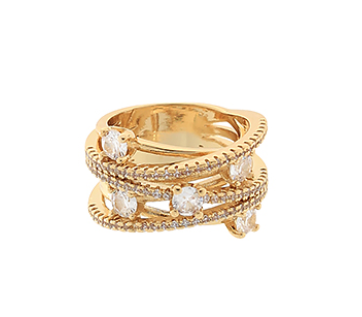 Layered Pave CZ Ring - Gold/Clear
