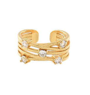 Multi Layered Pave Crystal Open Ring