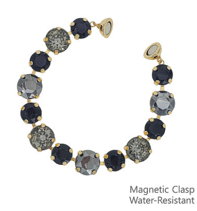 Graduated Crystal Magnetic Bracelet- Black Diamond/Gold