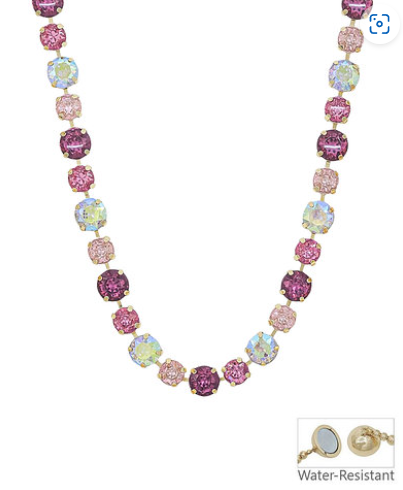 Glass Stone Bead Magnetic Necklace - Fuchsia/Gold