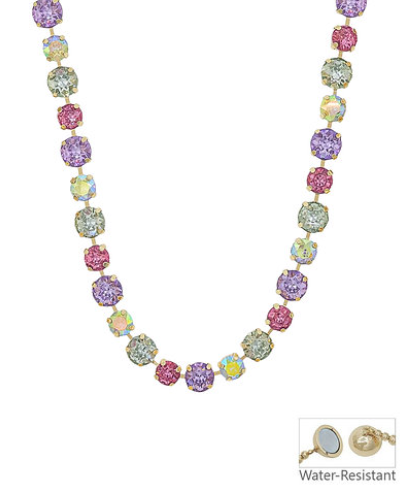 Glass Stone Bead Magnetic Necklace - Lite Multi/Gold
