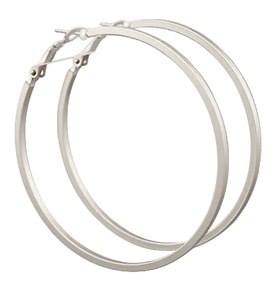 Thin Circle Hoops - Matte Silver