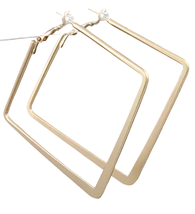 50mm Square Hoops - Matte Gold