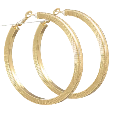60mm Textured Hoops - Gold