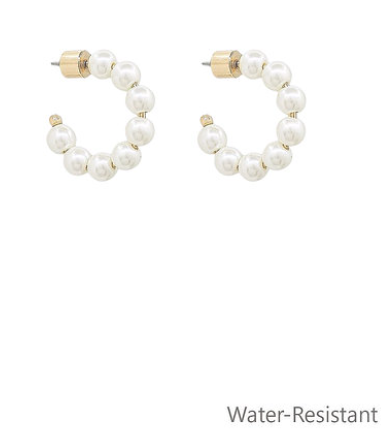 25mm Pearl Hoops - Water resistant
