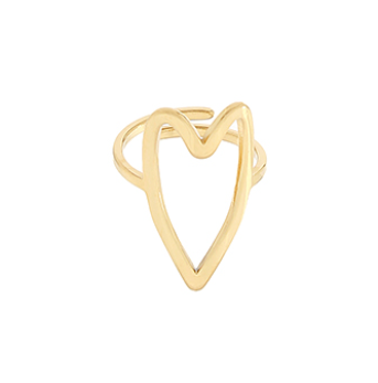Heart Stainless Steel Open Ring - Gold