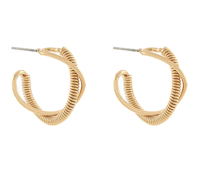 Twisted & Layered Open Hoops - Gold