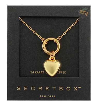 Ring & Heart Pendant Necklace - Gold