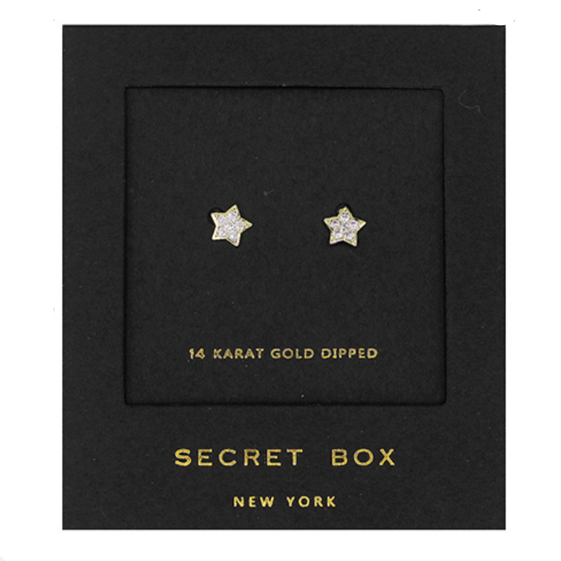 CZ Star Studs- Gold/Clear
