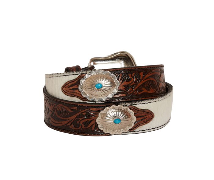 Distinguished Turquoise Hand Tooled Belt