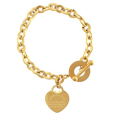 Heart Charm & Oval Chain Bracelet