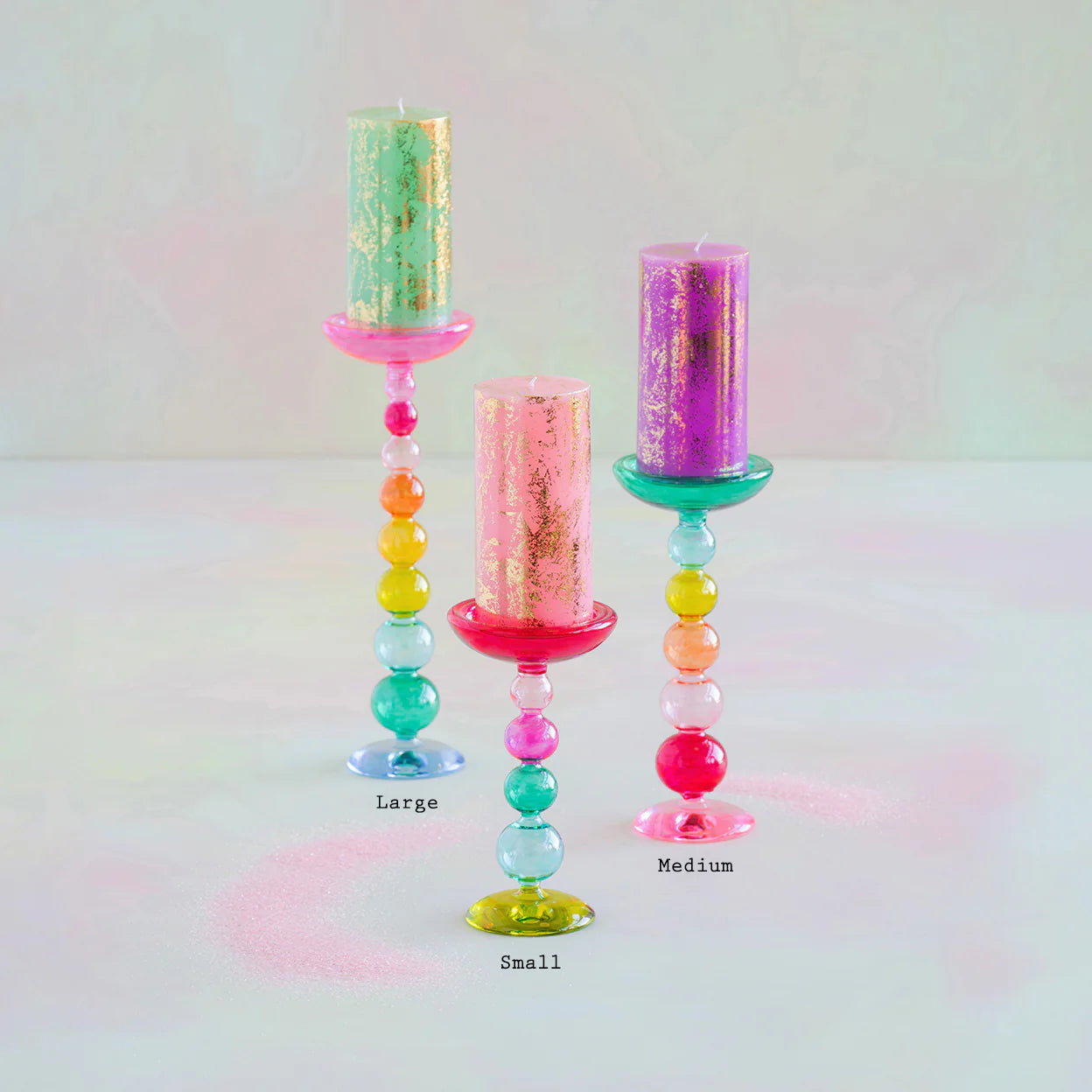 SUGAR PLUM Rainbow Finial Pillar Candle Holder
