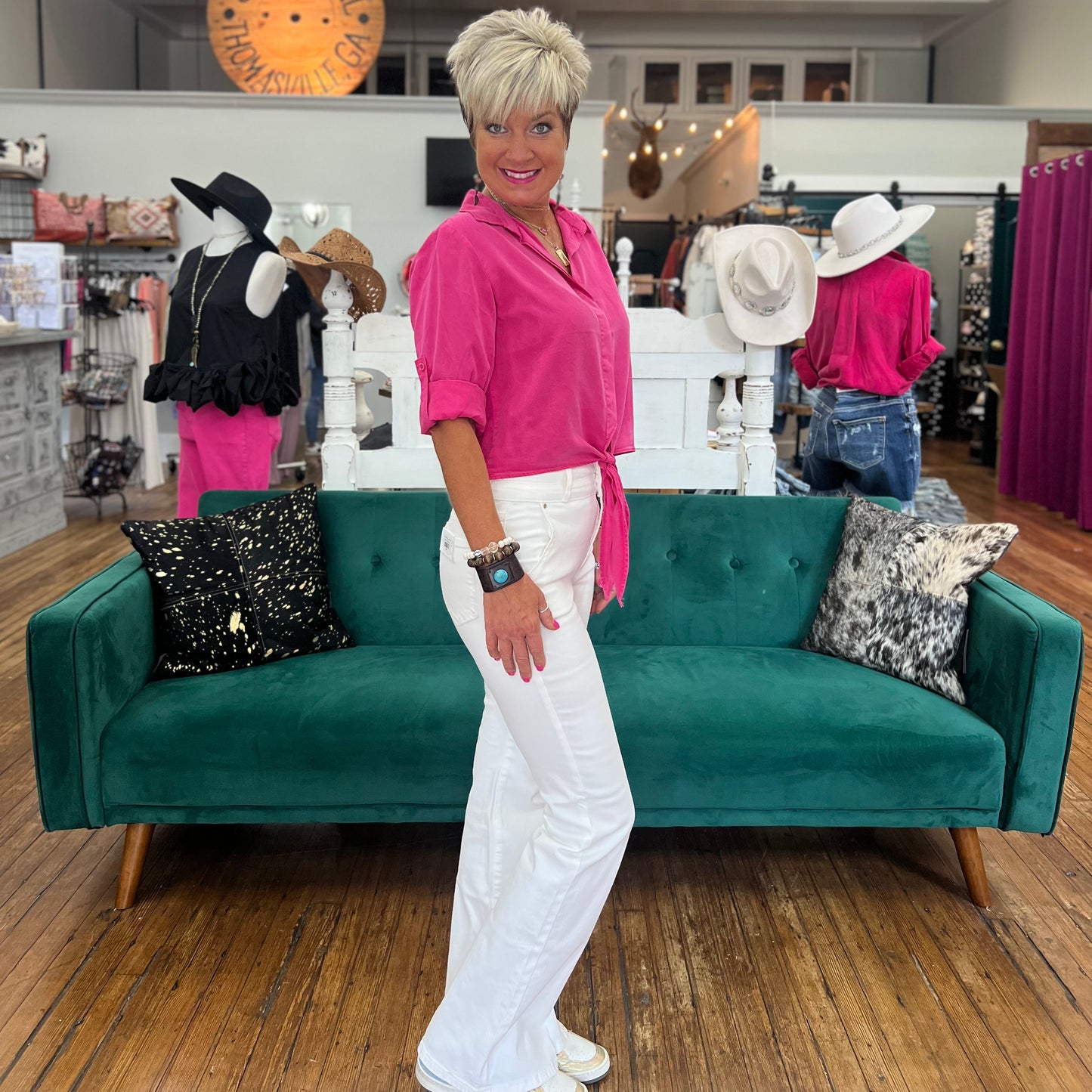 A Slide into Spring Top - Hot Pink