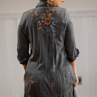 Johnny Was Dress - Charcoal