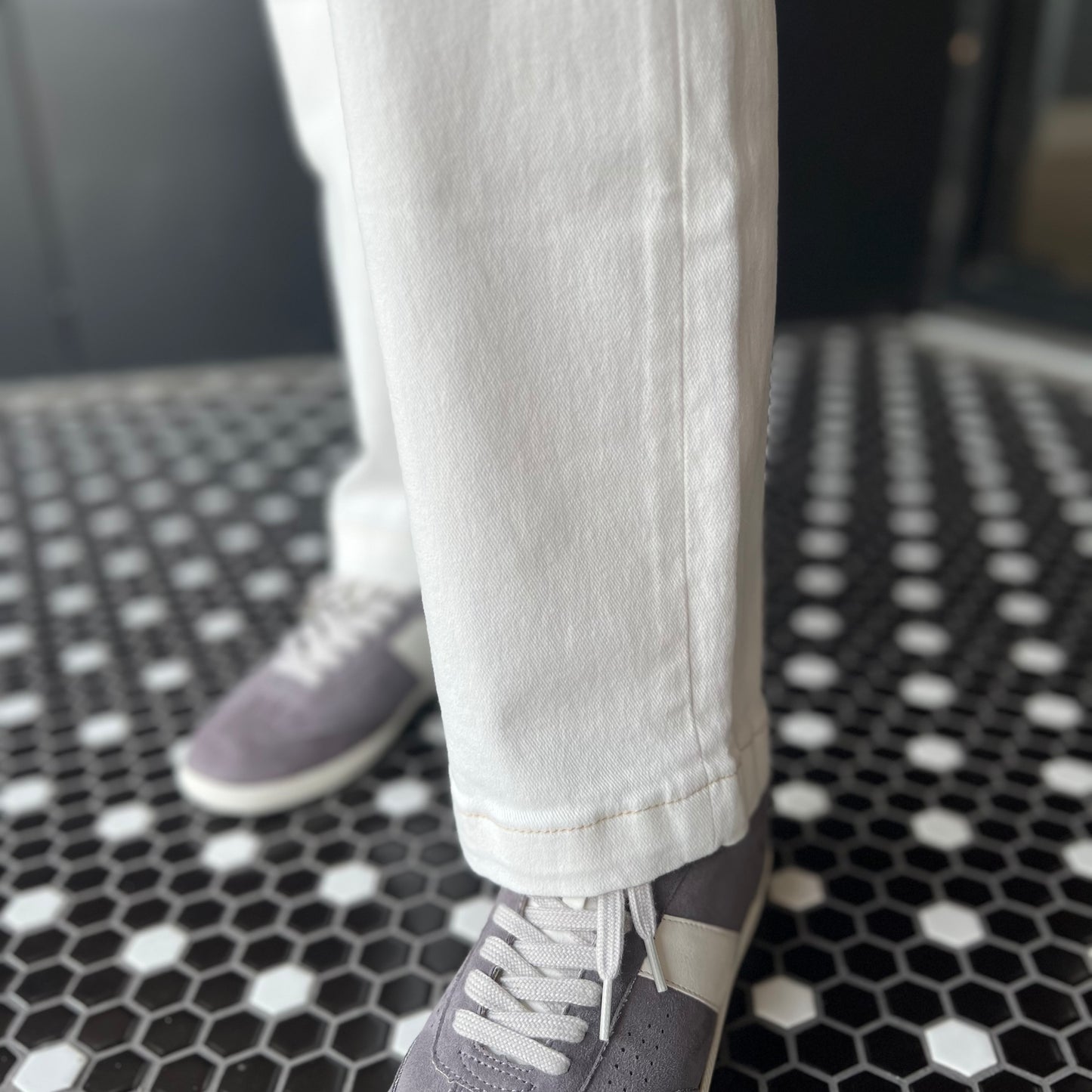 Risen TC Mid-Rise Ankle Straight Jeans - Cream