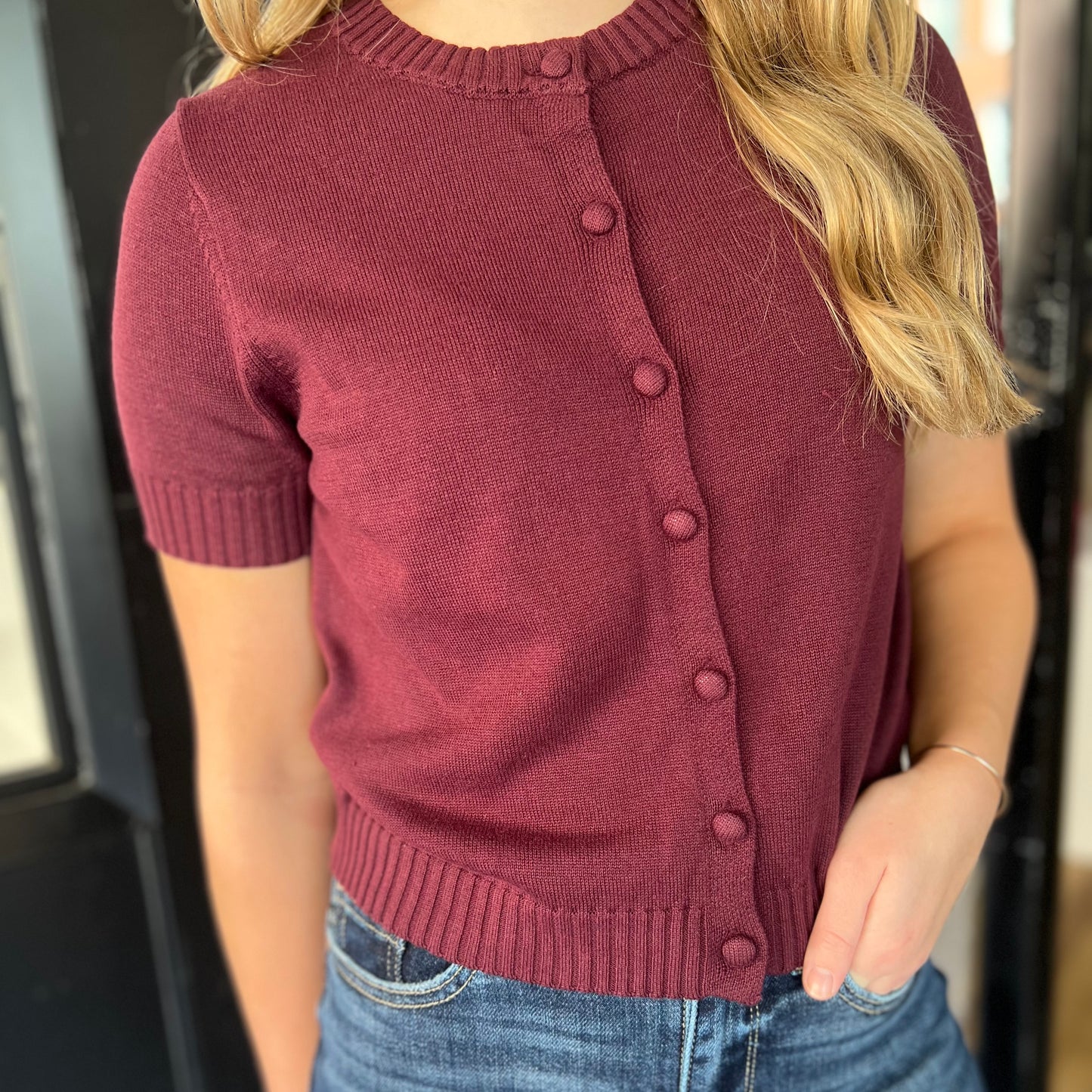 90s Baby Sweater- Dark Cherry