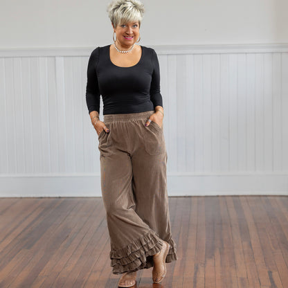 Soulful Ruffle Pants - Brown