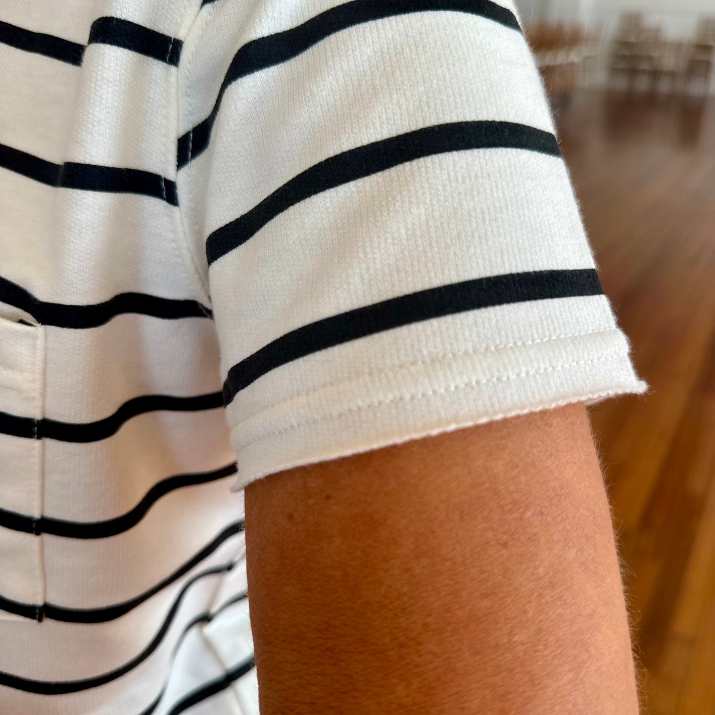 Raiya Dress- Off White/Black Stripes