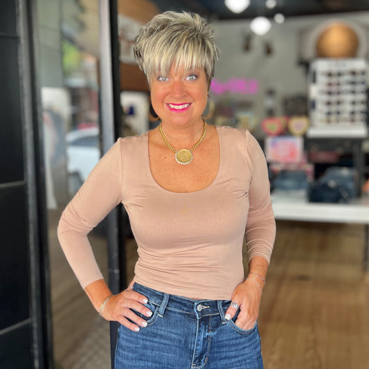Basic Layering Top- Dark Taupe