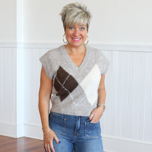 Winter Weather Sweater Vest- Taupe