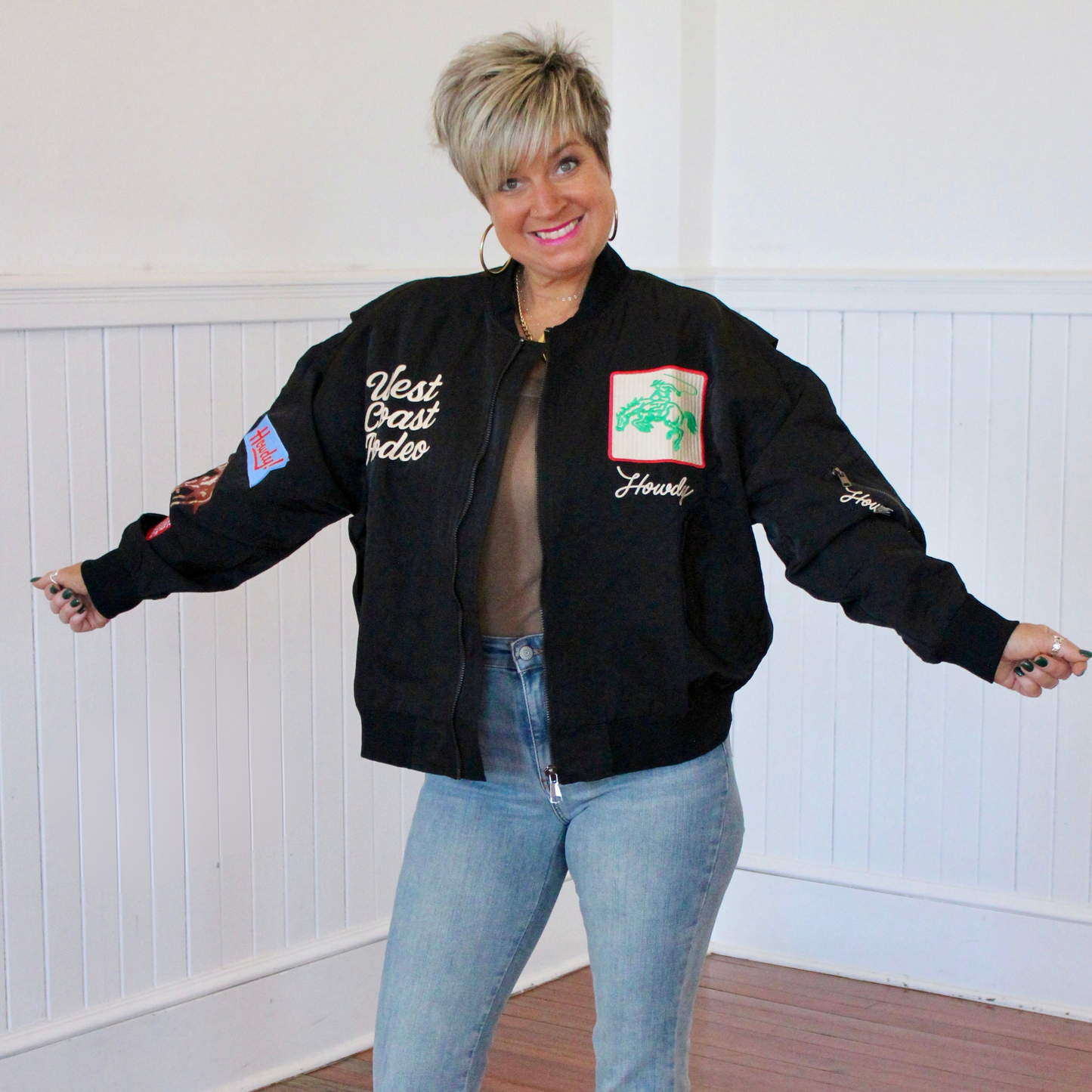 Western Girl Bomber Jacket- Black