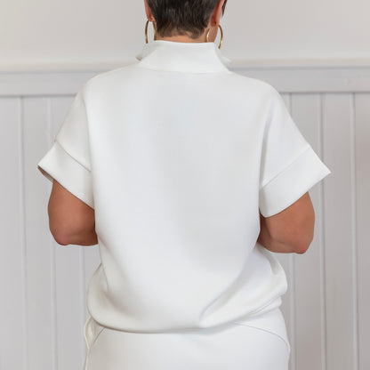 Scuba Half Zip Short Sleeve - Cream