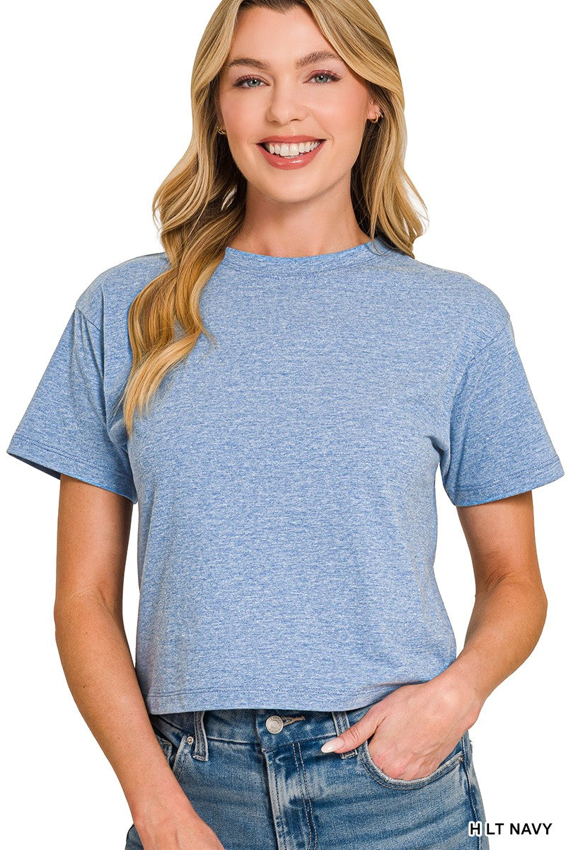 Cotton Crew Cropped Tee - Assorted