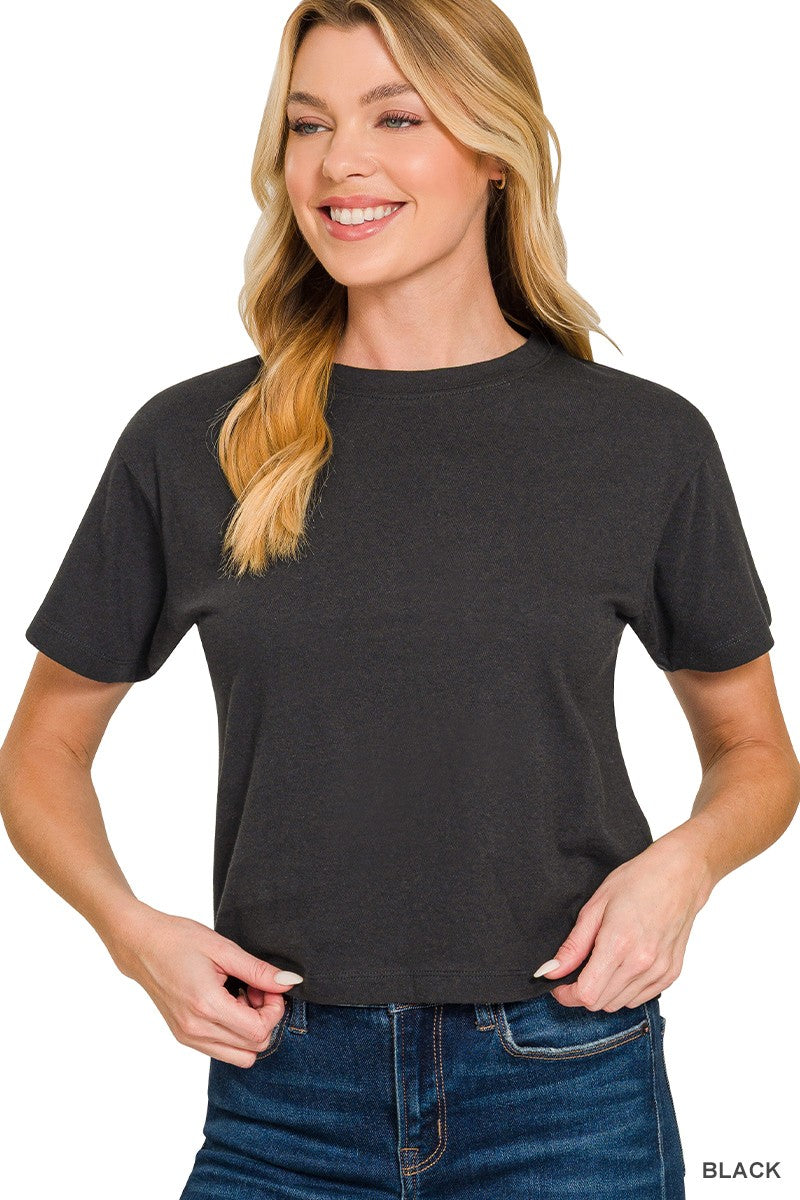Cotton Crew Cropped Tee - Assorted