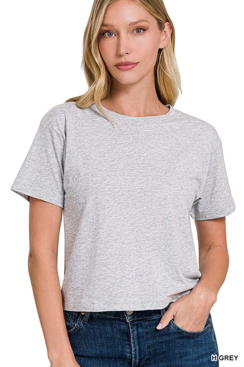 Cotton Crew Cropped Tee - Assorted