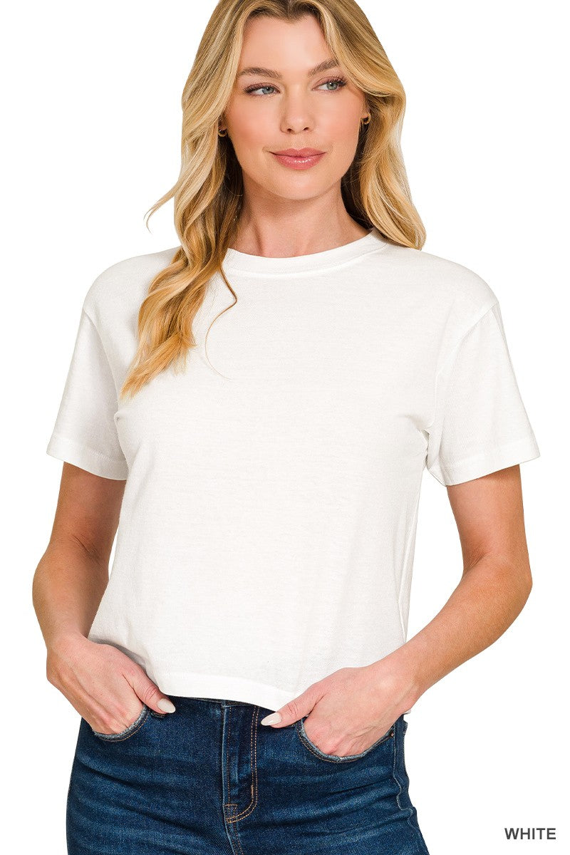 Cotton Crew Cropped Tee - Assorted