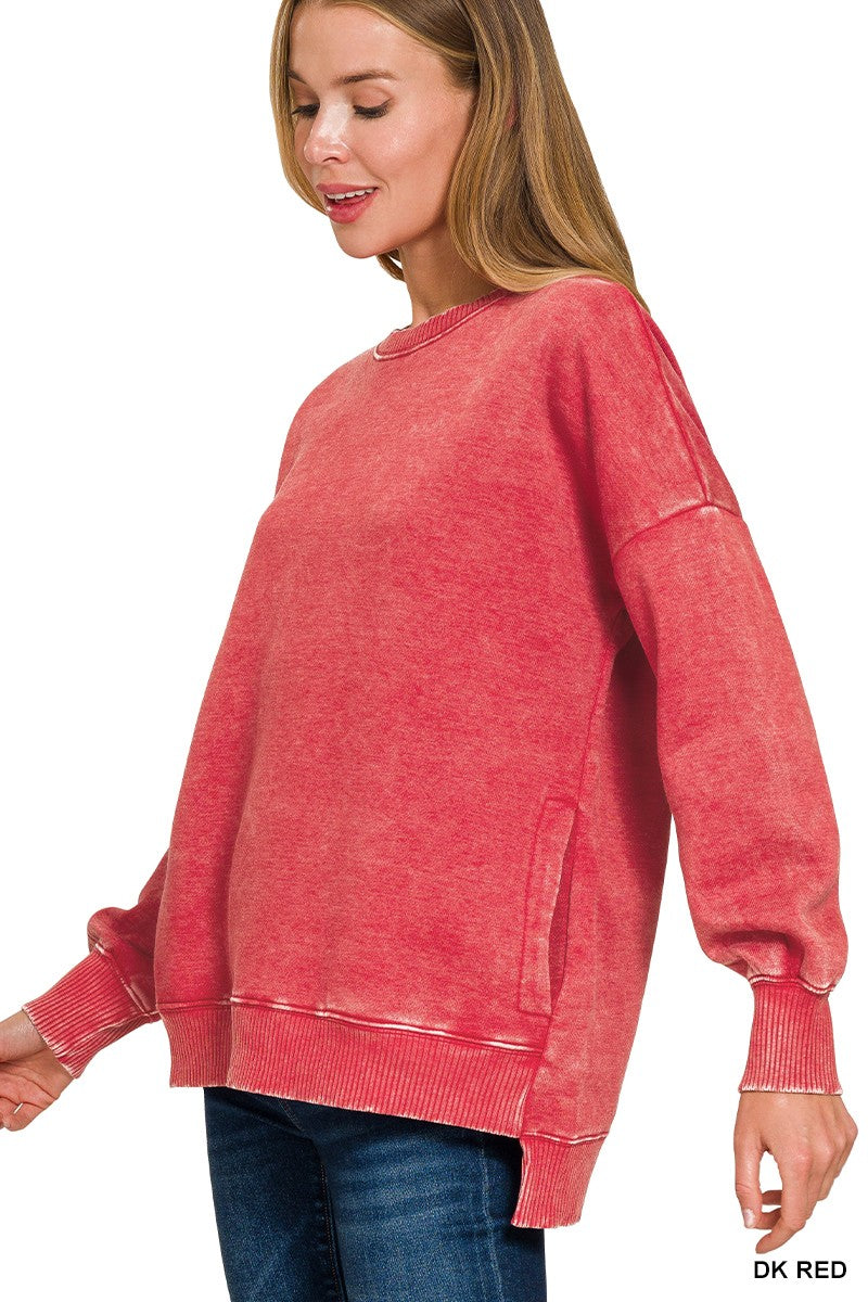 Acid Wash Fleece Hi-Low Pullover - Assorted