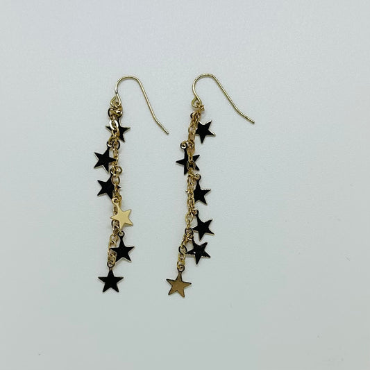 Multi Star Drop Earrings- Gold