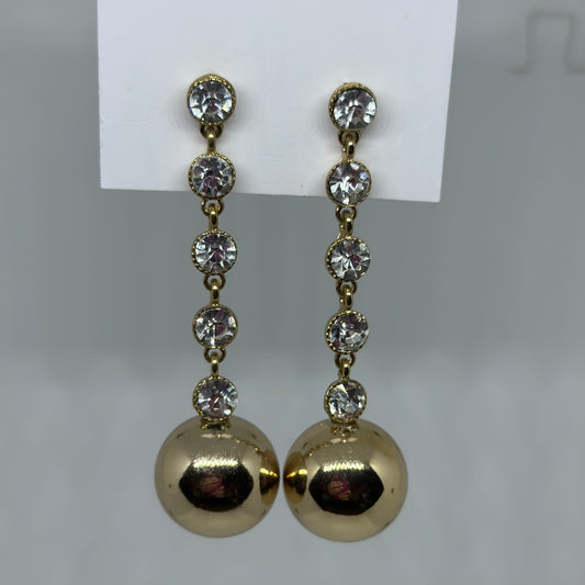 Crystal & Metal Linear Earrings- Gold/Clear