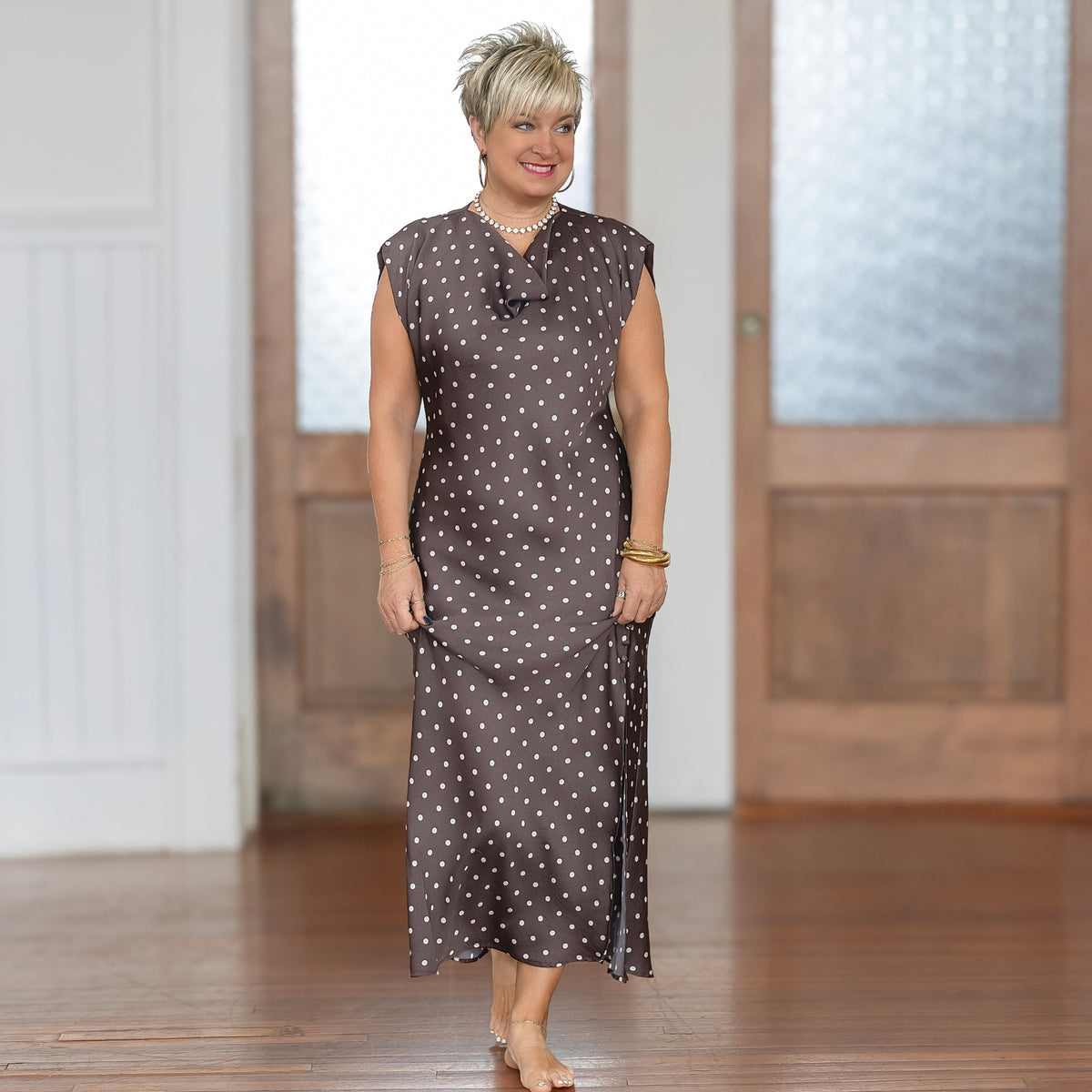 Kit Dress - Brown/White