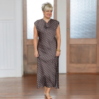 Kit Dress - Brown/White