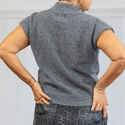 Studs Vest - Charcoal Grey