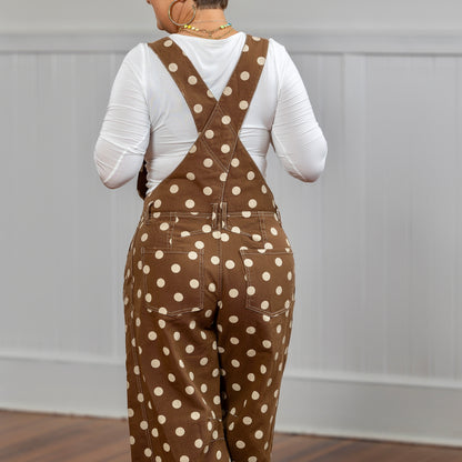 Monika Overalls - Mocha Polka Dot