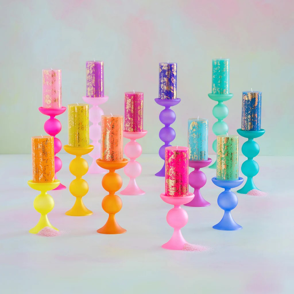 Sugar Plum Frosted Pillar Candle Holder - 12.25"