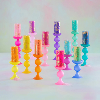 Sugar Plum Frosted Pillar Candle Holder - 12.25"