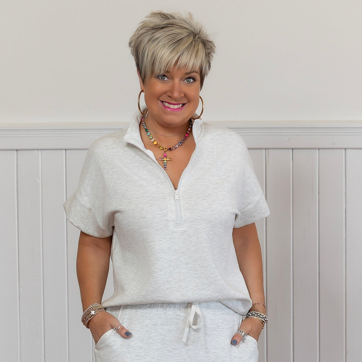 Scuba Half Zip Short Sleeve - Lt. Heather Grey