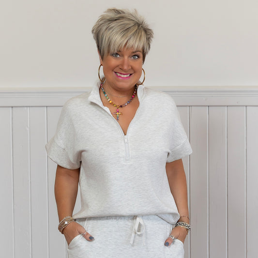 Scuba Half Zip Short Sleeve - Lt. Heather Grey