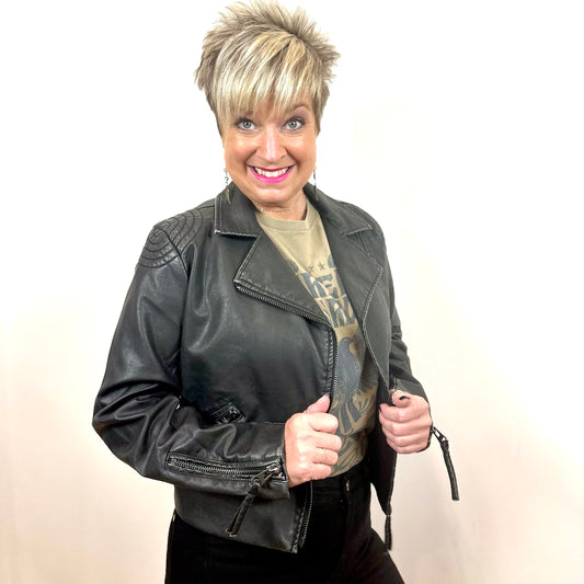 Kenwood Crop Distressed Jacket - Black