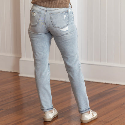 Judy Blue HW Stitch Detail Destroy Boyfriend Jeans - Light