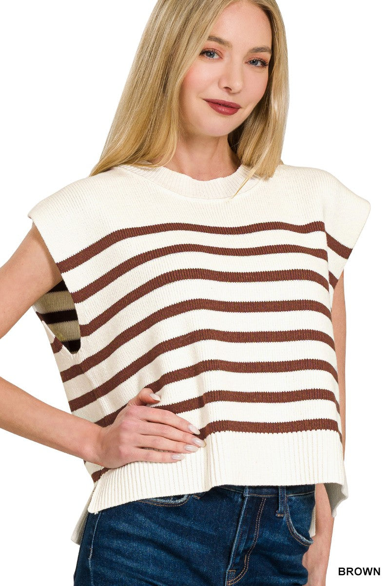 Oversized Crew Neck Stripe Sweater - Assorted