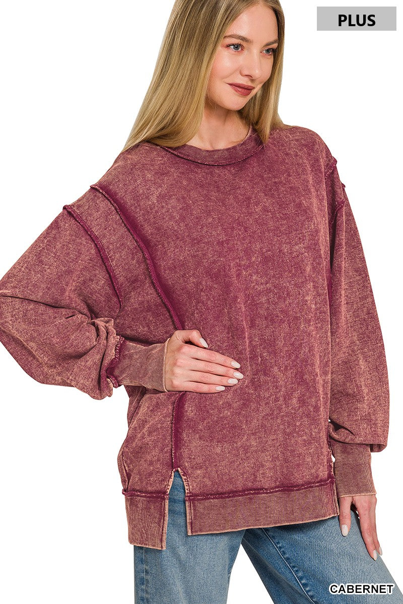 Plus Acid Wash French Terry Sweatshirt - Assorted