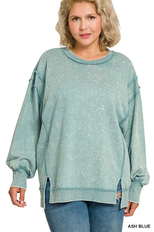 Plus Acid Wash French Terry Sweatshirt - Assorted