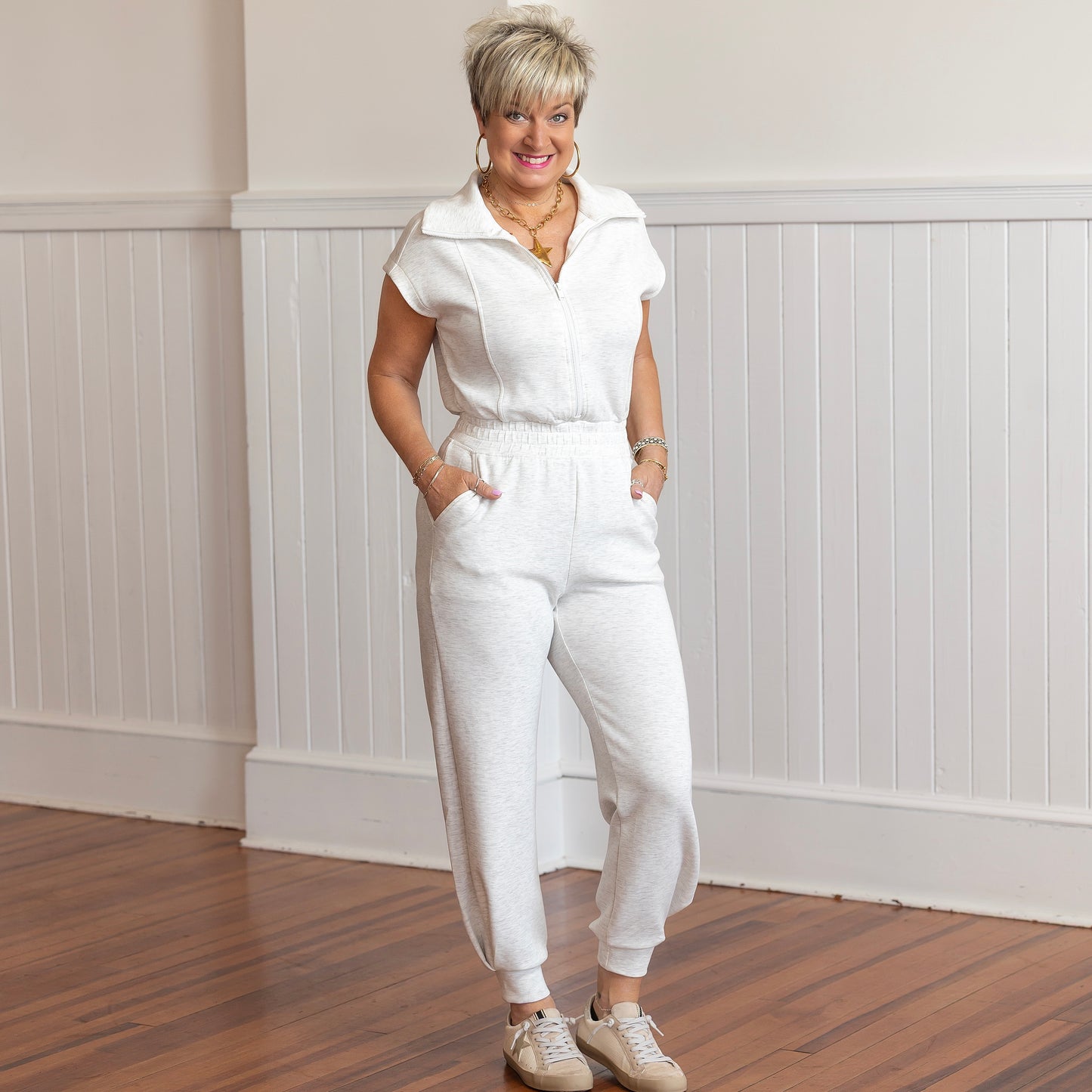 Scuba Luxe Jogger Jumpsuit - Heather Grey