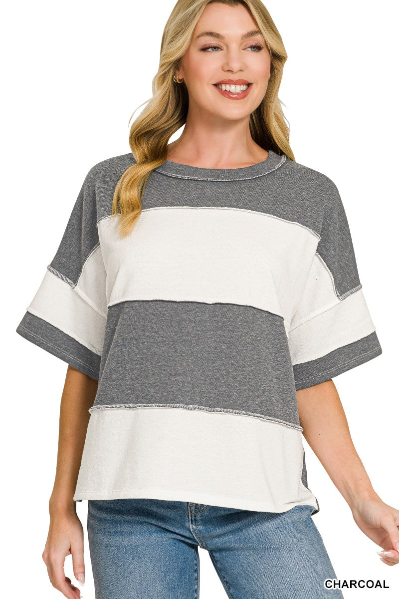 French Terry Color Block Top - Assorted