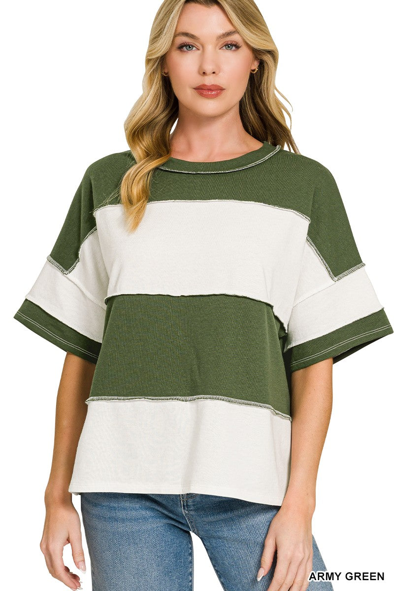 French Terry Color Block Top - Assorted